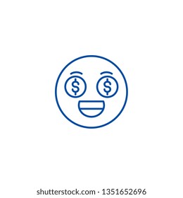 Money emoji line icon concept. Money emoji flat  vector symbol, sign, outline illustration.