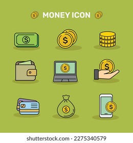 Money and e-monay icon vector