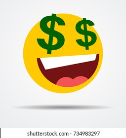 Money emoticon in a flat design