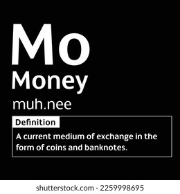 Money English Word definition digital print design for t-shirts and wall art poster vector illustration