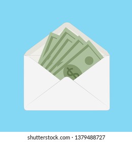Money in the envelope. Cash. Vector illustration