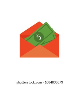 money in an envelope colored icon. Element of bankings for mobile concept and web apps. Detailed money in an envelope colored icon can be used for web and mobile on white background