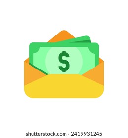 money in envelope concept illustration flat icon design, isolated vector
