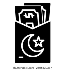 Money in Envelope with Crescent and Star Design for Eid Celebration
