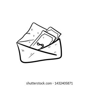 money envelope doodle vector hand drawing