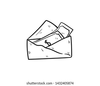 money envelope doodle vector hand drawing