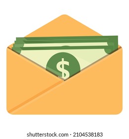 Geld in Umschlag Symbol-Cartoon-Vektorgrafik. Brief mit Dollar. Geld als Geschenk