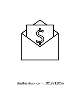 money in an envelope icon. Element for mobile concept and web apps. Thin line  icon for website design and development, app development. Premium icon on white background on white background