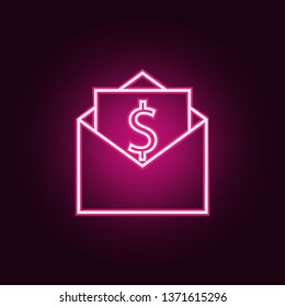 money in an envelope icon. Elements of Web in neon style icons. Simple icon for websites, web design, mobile app, info graphics
