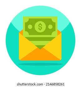 Money Envelope Icon In Flat Design