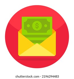 Money Envelope Icon In Flat Design