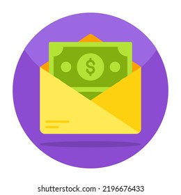 Money Envelope Icon In Flat Design