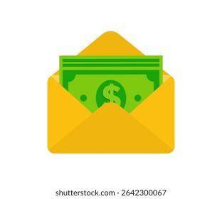 Money envelope icon. Flat illustration of money envelope. Envelop with money vector design and illustration. 
