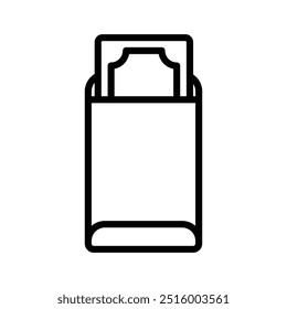 Diseño del Vector de la línea del icono del sobre del dinero en estilo de moda