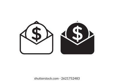 Money in envelope icon for salary or payment Vector