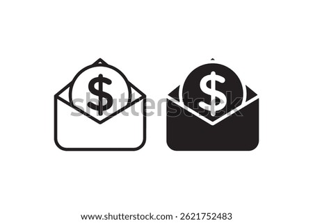 Money in envelope icon for salary or payment Vector