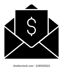 Money Envelope Icon In Solid Design