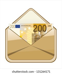 money in envelope isolated on white background