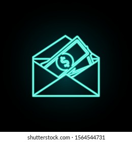 Money in an envelope neon icon. Simple thin line, outline vector of banking icons for ui and ux, website or mobile application