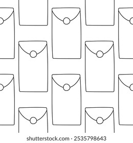 money envelope. Seamless pattern. line doodle coloring.. Chinese monetary tradition. Asian festive wedding gift. Return service. Budget control. Luck Respect and honor. Simple background.