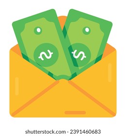 Money envelope trendy flat icon