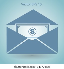 Money in an envelope vector illustration
