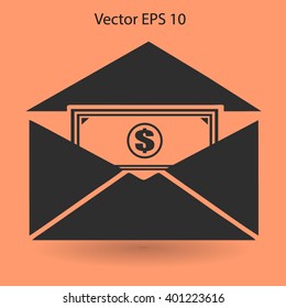 Money in an envelope vector illustration