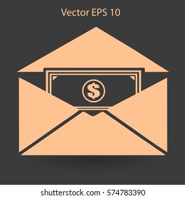 Money in an envelope vector illustration