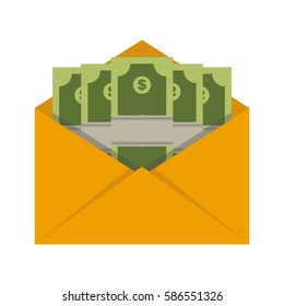 Money in an envelope. Vector illustration