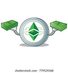 With money Ethereum classic character cartoon