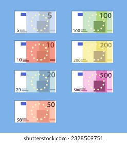 Money euro banknotes, simple flat style vector illustration