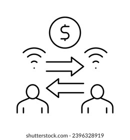 money exchange among bank users line icon vector. money exchange among bank users sign. isolated contour symbol black illustration