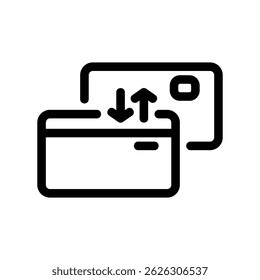 Money Exchange Between Two Bank Cards Depicted with Arrows