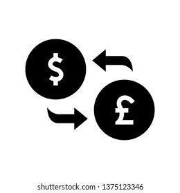 Money exchange, money conversion icon in trendy flat style design. Vector graphic illustration. currency exchange symbol for website design, logo, app, and ui. Vector file. EPS 10.
