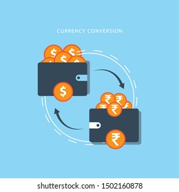 Money exchange, money conversion icon in trendy flat style design. Vector graphic illustration. currency exchange symbol for website design