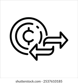 money exchange to crypto simple line icon
