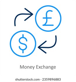 Concepto de icono de conversión de moneda y cambio de moneda