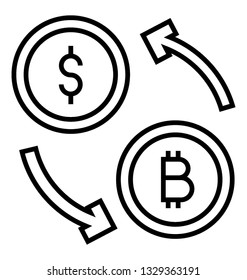 Money exchange, currency conversion line icon 
