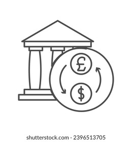 Money exchange, Currency trading, Foreign exchange thin line Icon, outline icon, pixel perfect icon