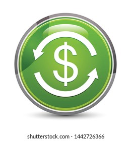 Money exchange dollar sign icon isolated on elegant green round button vector illustration