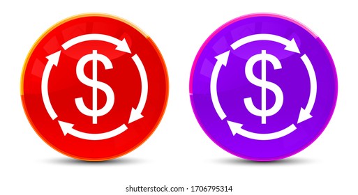 Money exchange dollar sign icon isolated on glossy round buttons illustration