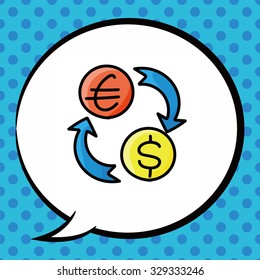 money exchange doodle, speech bubble
