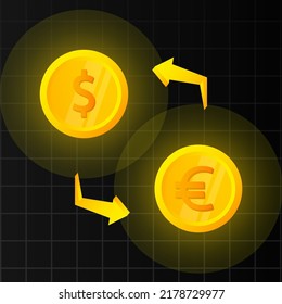 Money exchange Euro and Dollar, Cash transfer, Finance. Vector illustration.