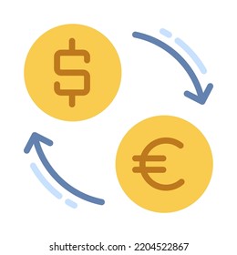 Diseño plano de intercambio de dinero. Cambio de divisas, transacciones de divisas. Para presentación de negocios y pagos. Ilustración vectorial.