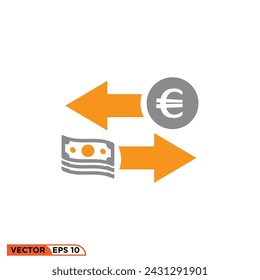 Money exchange flat icon design vector graphic of template, sign and symbol 