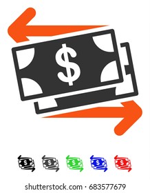 Money Exchange flat vector illustration with colored versions. Color money exchange icon variants with black, gray, green, blue, red.