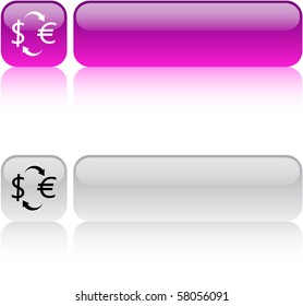 Botones web cuadrados brillantes de intercambio de dinero.