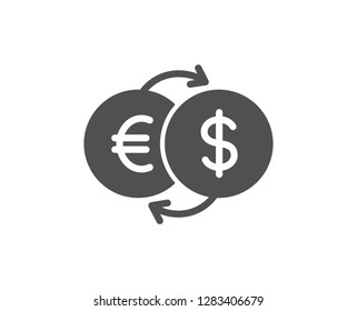 Money exchange icon. Banking currency sign. Euro and Dollar Cash transfer symbol. Quality design element. Classic style icon. Vector