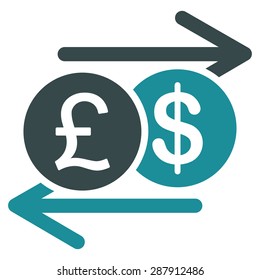 Money Exchange icon from Business Bicolor Set. This flat vector symbol uses soft blue colors, rounded angles, and isolated on a white background.