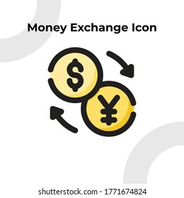 Money Exchange Icon with Dashed Filled Outline Style, Vector Editable